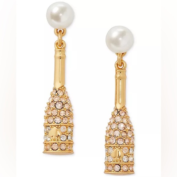 kate spade Jewelry - kate spade new york Gold-Tone Pavé & Imitation Pearl Champagne Drop Earrings